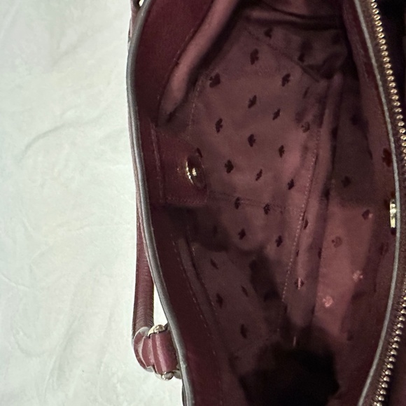 KATE SPADE LEATHER LENA SATCHEL HANDBAG & MATCHING WALLET LOT BURGUNDY - Picture 6 of 7